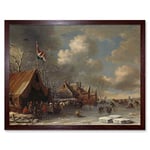 Artery8 Thomas Heeremans Enjoying The Ice Skating Painting Art Print Framed Poster Wall Decor 12x16 inch