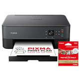 Canon PIXMA TS5350i Wireless Colour 3-in-One Inkjet Printer, Photo Paper Bundle (Black) - Compatible with PIXMA Print Plan; includes PP-201 Glossy II Photo Paper Plus, 20 sheets