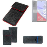 Protective cover for TCL 40 SE dark gray red edges Filz Sleeve Bag Pouch