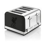 Swan Official Liverpool Football Club 4 Slice Retro Toaster, Black, 1600W, Red Indicator Lights, Defrost and Reheat Settings, Removable Crumb Tray, Cord Storage, LFC Toaster, ST19020LIVBN