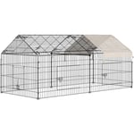 Pawhut - Parc enclos métal époxy cage extérieure dim. 2,20L x 1,03l x 1,03H m 3 portes et trappe surface abrité pe beige - Beige