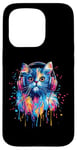 Coque pour iPhone 15 Pro Persian Cat Lovers Pop Art Casque audio amusant chat persan