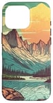 Coque pour iPhone 16 Pro Rocky Mountain Lake Vintage Paysage graphique