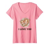 Womens Girl I LOVE YOU Mom Baby Bear Mommy & Mini Me Family V-Neck T-Shirt