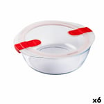 Hermetic Lunch Box Pyrex Cook&heat 26 x 23 x 8 cm 2,3 L Red Glass [6 Units]