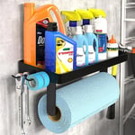 ZUNTO Porte-serviettes en papier de garage avec étagère – Support mural pour serviette en papier, organisation et rangement de garage, porte-serviettes en papier en acier inoxydable avec crochets pour