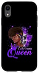 Coque pour iPhone XR Violet Capricorne Queen Femme afro-américaine Dec Jan