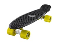 Ridge Original Retro Cruiser Skateboard Complet Mixte Adulte, Noir/Jaune, 55 cm x 15 cm