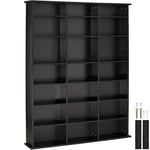 TecTake Étagère Rangement CD/DVD avec 21 etagere,Meuble de Rangement en Bois Bibliothèque 18 Tablettes- Diverses Couleurs - (Noir)