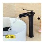 iDeko® Robinet Mitigeur lavabo cascade vasque salle de bain haut noir