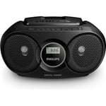 PHILIPS AZ215B - Boombox Lecteur CD - Radio FM - Amplification des basses - Noir