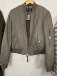 ALL SAINTS leather jacket Avalon Bomber Pistachio Green women Size 12 Bargain