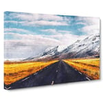 Road to the Mountains in Iceland Canvas Print for Living Room Bedroom Home Office Décor, Wall Art Picture Ready to Hang, 30 x 20 Inch (76 x 50 cm)