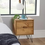 Acadia Modern Industrial 2 Drawer Bedside Table Unit