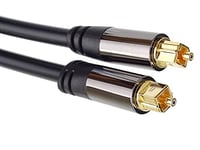 PremiumCord TOSLINK Optical Audio Cable 5m OD 6mm Toslink Plug on Plug Digital Cable for HiFi Stereo Soundable TV HQ Audio Soldered Black Silver Gold