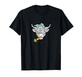 Cute Highland Cow Easter Spring Season Eggs Carrot Bandana T-Shirt