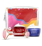 Olay Giftset Regenerist Day + Retinol 24 Night Face Cream, Free Face Roller, 100ml