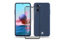 Ibroz Coque silicone bleu + Verre trempé 9H pour Xiaomi Redmi Note 10