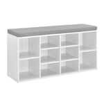 Meuble à Chaussures Armoire Rangement MDF Polyester Blanc Gris 103 x 30 x 48 cm en.casa