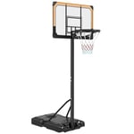 SPORTNOW Panier de Basket sur Pied, Panier de Basket-Ball, Hauteur réglable 235-264cm, avec Base de lestage, roulettes, Panneau arrière Robuste, Noir