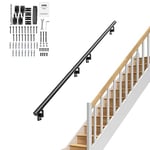 VEVOR H8170-7 Main Courante 2148 mm Rampe Escalier Murale Intérieur Barre Appui Alliage d'Aluminium Épais Kit d'Installation Capacité de Charge 199,6 kg Couloirs de Maison, Noir, 7FT