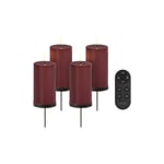 Gaveeske M. Pigg, Fjernkontroll, Led-søylelys 4-pack, Wine Red