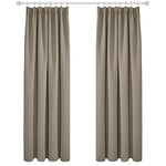 Deconovo Lot de 2 Rideau Occultant Thermique Anti Froid Isolant Rideaux Salon Design Moderne Galon Fronceur Taupe 140x290cm