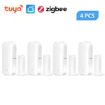 Tuya Smart Zigbee 3.0 Capteur d'ouverture et de fermeture,détecteur de porte,application Smartlife,contrôle,notification,compatible avec Alexa,Google Home,2-8 pièces - Type 4PCS