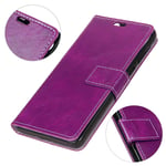 KM-WEN® Case for Sony Xperia L3 (5.7 Inch) Book Style Retro Crazy Horse Pattern Magnetic Closure PU Leather Wallet Case Flip Cover Case Bag with Stand Holster Protective Cover Purple