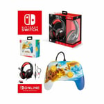 Pack Manette SWITCH Filaire Nintendo Pokémon Pikachu CHARGE Officielle + Casque