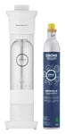 GROHE Blue Fizz Sparkling Water Maker Starter Set (with CO2 Level Preset, BPA-Free Water Bottle 850ml, CO2 Bottle 425g), White, 31941L00