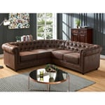 Vente-unique Canapé d'angle CHESTERFIELD en microfibre aspect cuir vieilli