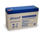 Ultracell Blybatteri 6 V, 12 Ah (UL12-6) Faston (4.8mm) Blybatteri
