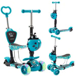 AREBOS Trottinette Bleue Cityroller Roues LED-XXL Frein de Marche pour Enfants