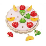 JANOD Tarte aux Fruits en Bois FSC Twist-Jouet d'Imitation et d'Imagination-15 Accessoires Diamètre 19 cm-Dès 2 Ans, J06628, Multicolore, Grand