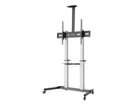 Manhattan Tv &Amp  Monitor Mount, Trolley Stand, Screen Sizes: 60-100&Quot , Silver/Black, Vesa 200X200 To 1000X600mm, Max 80Kg, Height Adjustable 1200 To 1600Mm, Camera/Av Shelves, Lfd