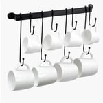 Porte-Tasse à Café pour Mur: Crochets de Suspension Tasse Noir 17 Pouces - Organisateur Rangement Support Suspendu 2 PièCes