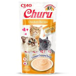 INABA Churu - Friandises pour Chats en Purée au Poulet - Délicieux Snacks pour Félins - Texture Lisse et Onctueuse - Nourriture pour Chats - 4 Tubes x 14g