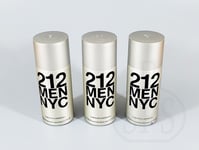 3 x Carolina Herrera 212 MEN NYC Deodorant Spray 150ml * FREE NEXT DAY DELIVERY