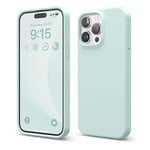 elago Liquid Silicone Case Compatible with iPhone 15 Pro Max Case, Premium Silicone, Full Body Protective Case [4-Layer Shockproof Structure], Soft Microfiber Lining Mint Green