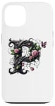 Coque pour iPhone 13 Letter P Initial Floral Monogram Rose Pink Flower Butterfly