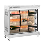 Royal Catering Gass Rotisserie Grill - 4 spyd for 24 kyllinger med lys og hjul