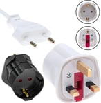 European to UK Plug Adapter, 2 Pack EU to UK Travel Adaptor 2 Pin to 3 Pin