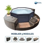 Spa semi-rigide octogonal Octopus NetSpa - 4 à 6 personnes - mobilier 5 éléments