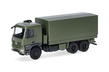 Herpa Camion Modèle Mercedes-Benz Arocs 15,2 x 15,2 cm Plat/Bâche, Non Décoré, Miniature à l'échelle 1:87, Objet de Collection, Fabriqué en Allemagne, Plastique