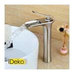 Ideko - Robinet de salle de bain Mitigeur lavabo en cascade vasque haut nickel bronze