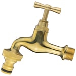 Garden Tap Faucet Mixer Polished Solid Brass 1/2" BSPM Quick Hose Connector NEW