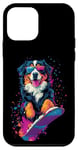 Coque pour iPhone 12 mini Animaux en snowboard- Bouvier bernois sur un snowboard