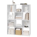 eSituro Bibliothèque, Meuble Cube, Bibliothèque Étagère de Rangement avec 12 Compartiments Ouverts, pour Salon, Bureau, Chambre, en Bois d'ingénierie, Blanc, 91x29x120cm