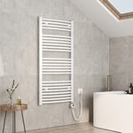 EMKE Sèche-Serviette électrique, 1200 x 500 mm Blanc 600W, Radiateur sèche-Serviettes électrique Salle de Bain avec température réglable élément Chauffant